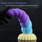 GlowPlug X – Gradient Silicone Dildo with Suction Grip & Waterproof Power 💜💙💛