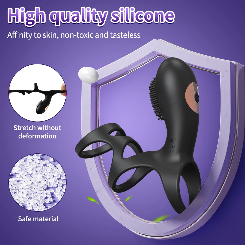 Vibrashock Remote Triple Ring Vibrator 🔥