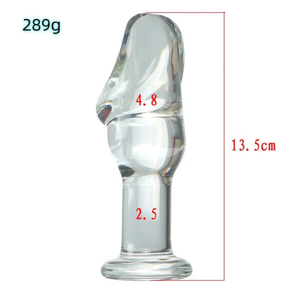 Crystal Thruster – Glass Dildo Plug with Bold Curves 💎🍯🔥