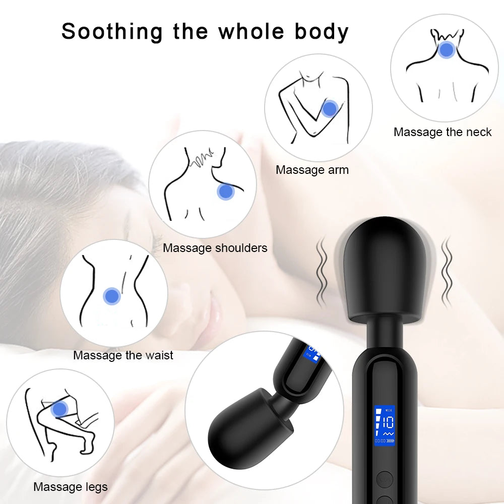 DeepGlide LCD Wand Massager ⚡🖤📊