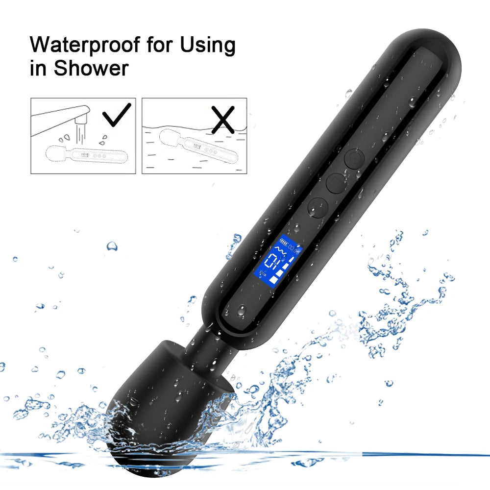DeepGlide LCD Wand Massager ⚡🖤📊