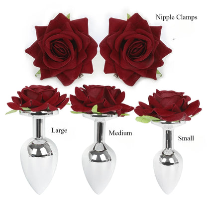 Rosé Bloom – Romantic Stainless Steel Anal Plug 🌹✨🍑